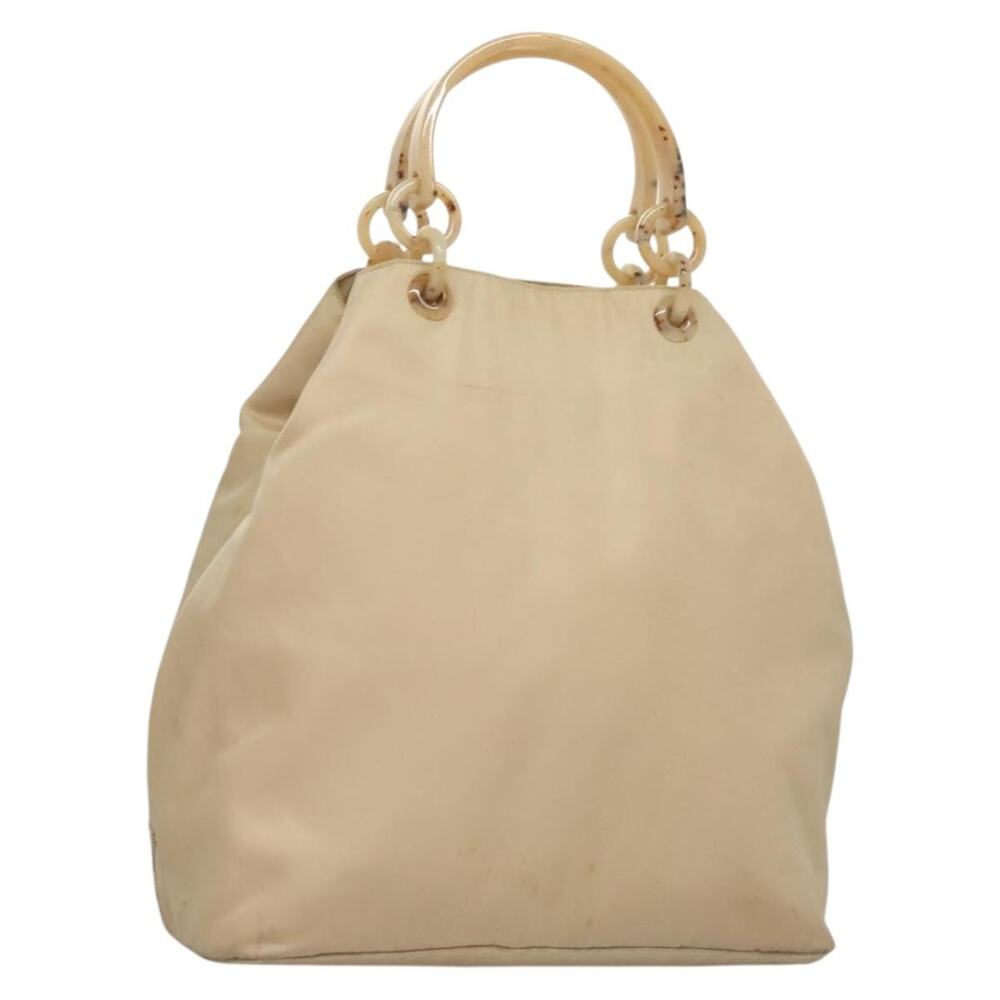 PRADA Hand Bag Nylon Beige Silver